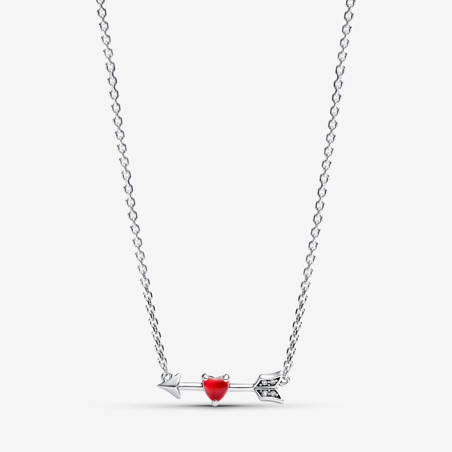 Pandora Arrow & Murano Glass Heart Necklace