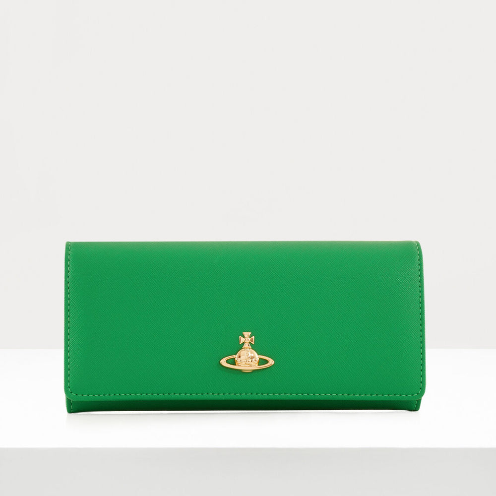 Vivienne Westwood Saffiano Biogreen Long Card Holder Bright Green