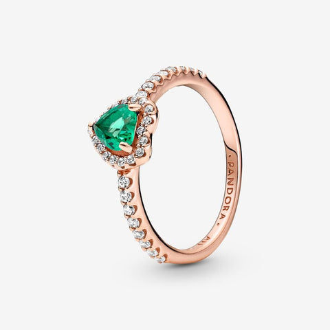 Pandora Sparkling Green Elevated Heart Ring