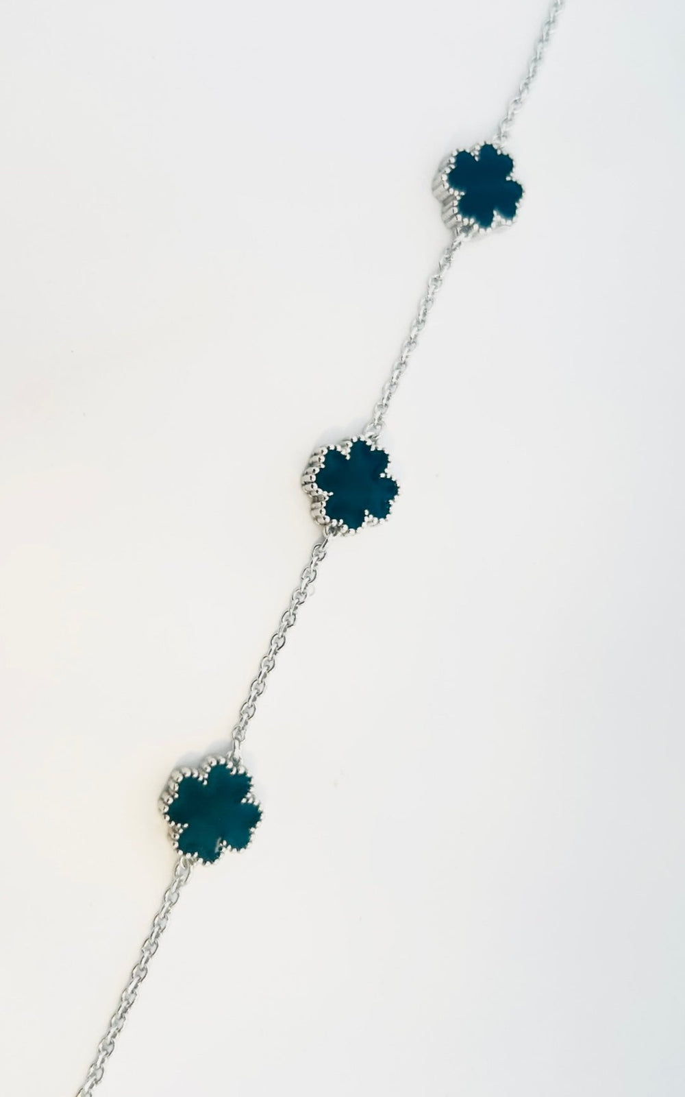Silver Black Enamel Four Leaf Clover 07