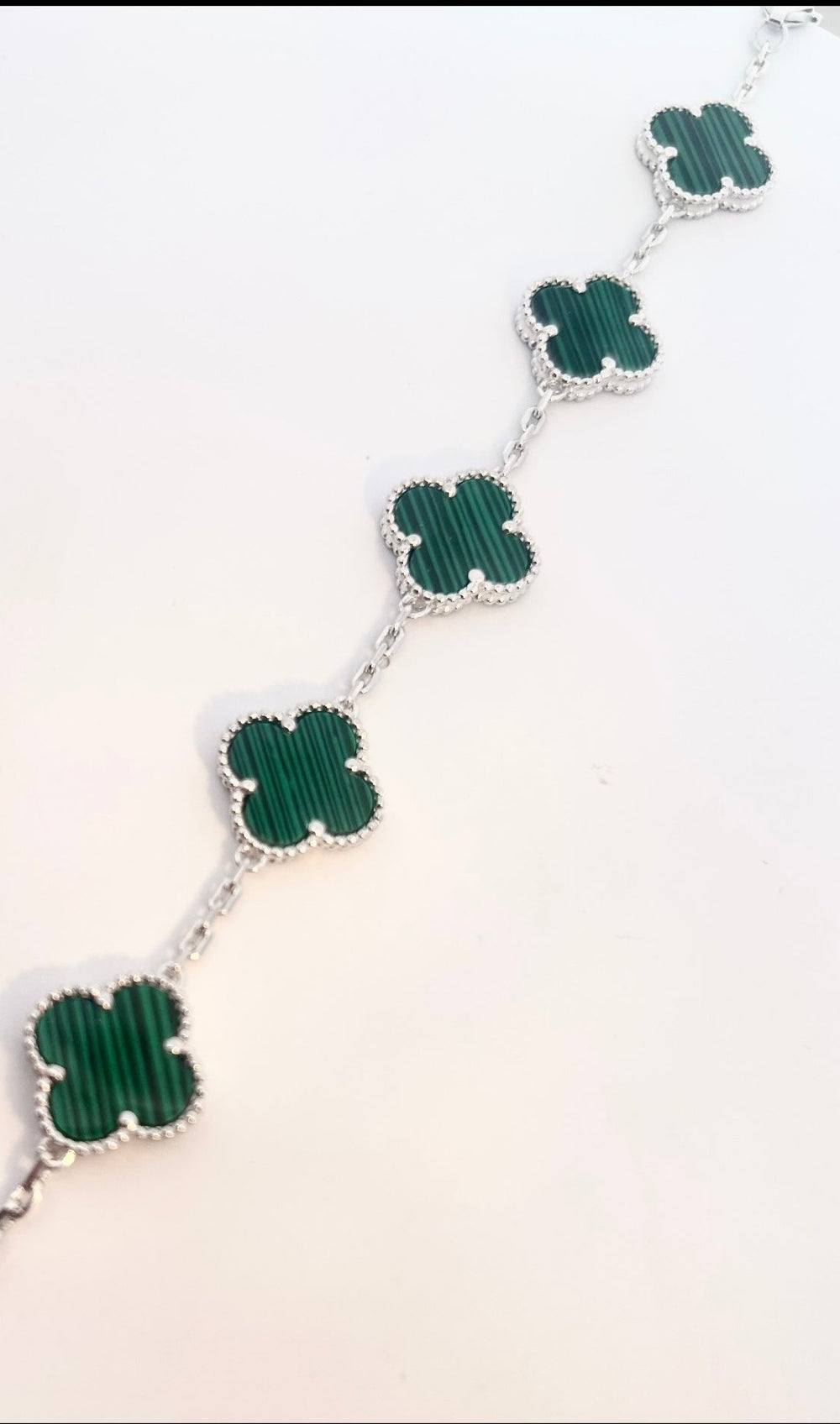 Silver Green Four Leaf Clover 07