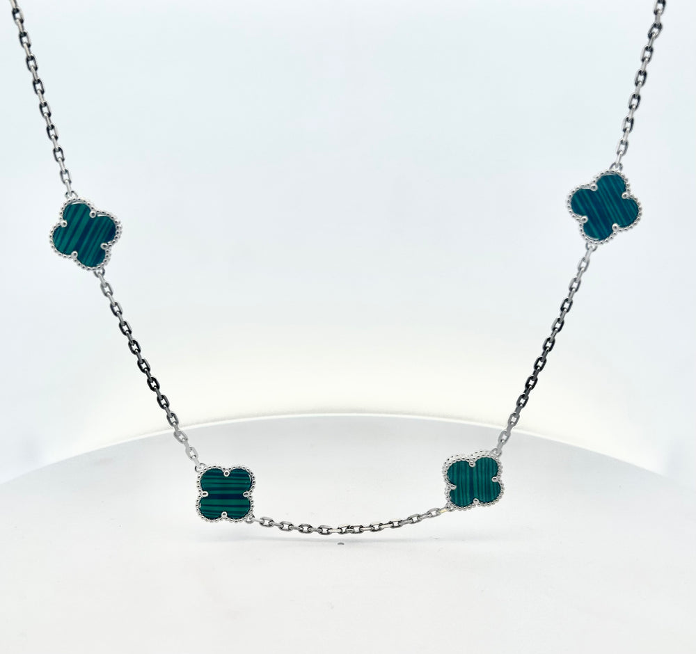 Silver Green Four Leaf Clover 17