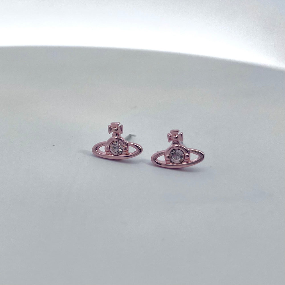 Vivienne Westwood Nano Solitaire Earrings Rose Gold Quartz