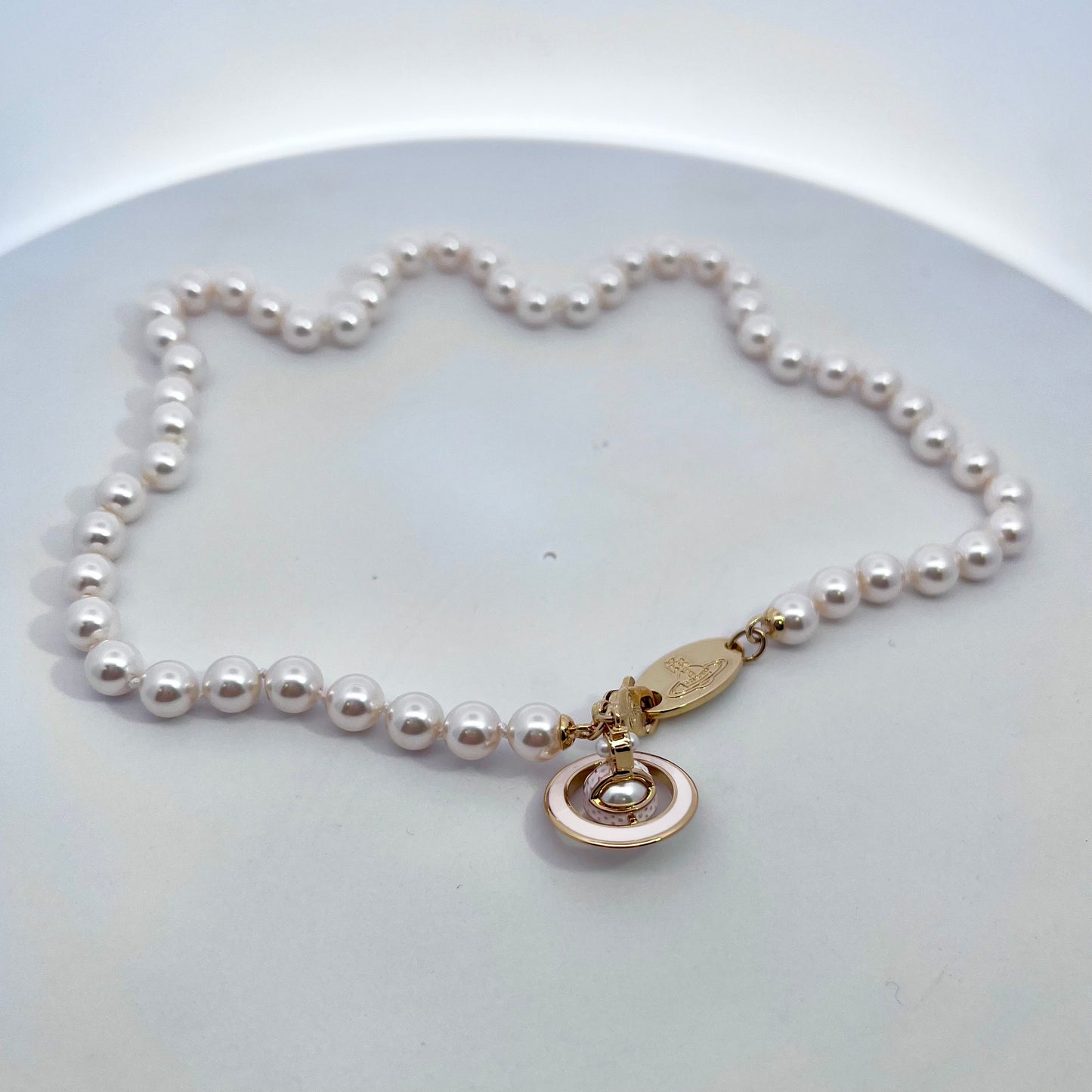 Vivienne Westwood Simonetta Pearl Necklace Yellow Gold Creamrose Pearl