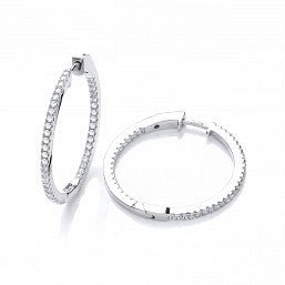 Coe & Co Sterling Silver Micro Pave' Round Hoop Cz Earrings