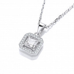 Coe & Co Sterling Silver Necklace with Square CZ Pendant