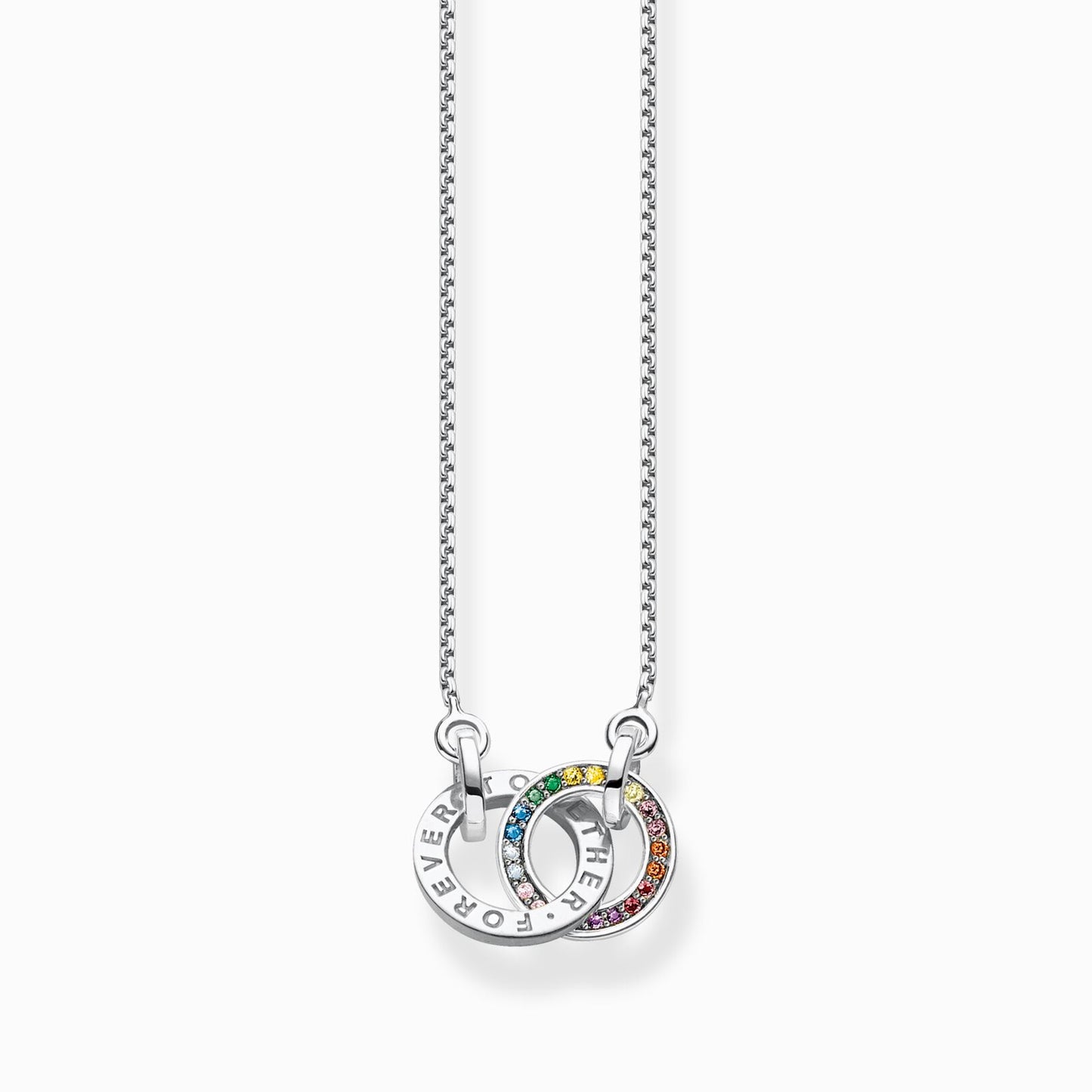 Thomas Sabo Silver Necklace Together with Two Rings and Coloured Sones