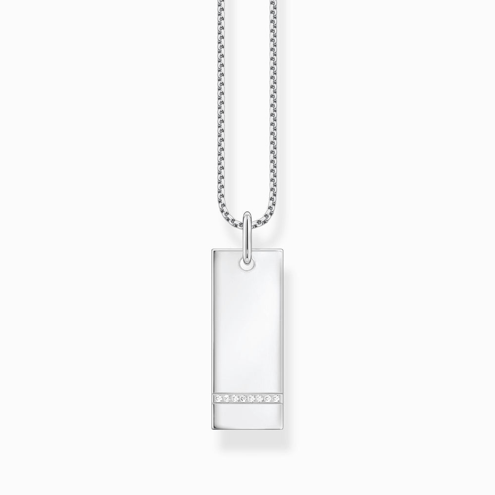 Thomas Sabo Silver Zirconia Tag Necklace