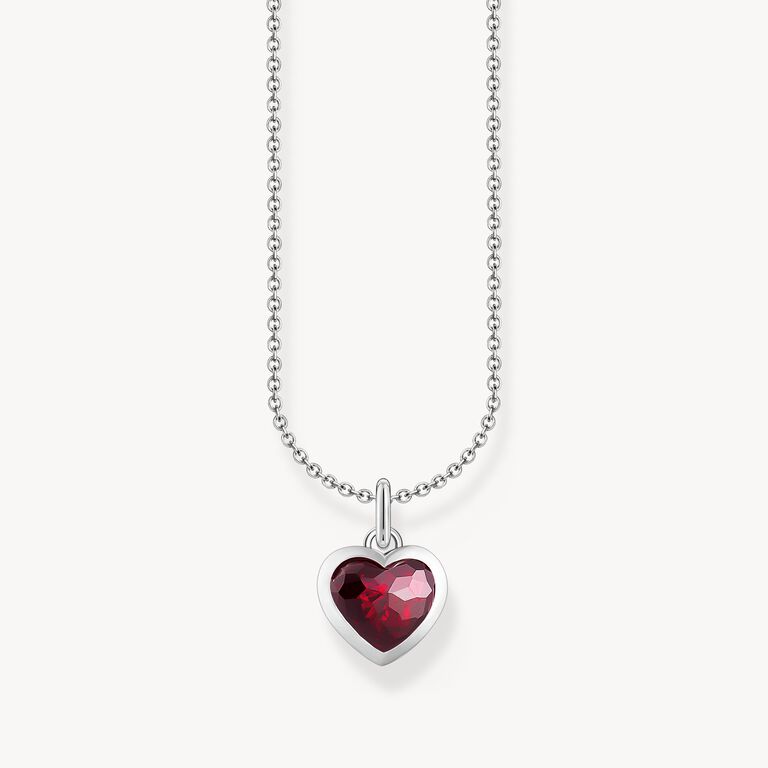 Thomas Sabo Silver Necklace with Heart Pendant with Red Zirconia