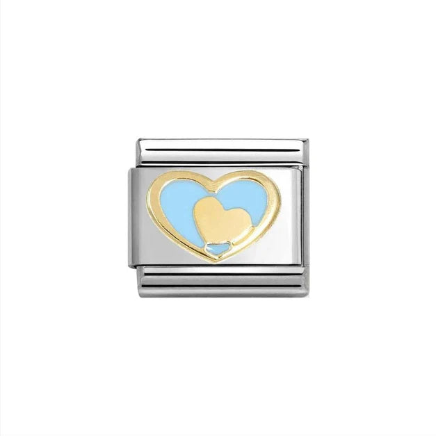 Nomination Classic Link Blue Heart with Gold Heart
