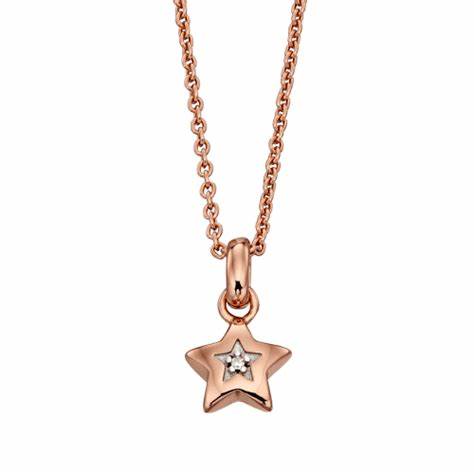 Rose Gold Tone Star Diamond Necklace