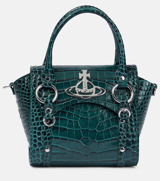Vivienne Westwood Betty Mini Handbag with Chain in Green Croc