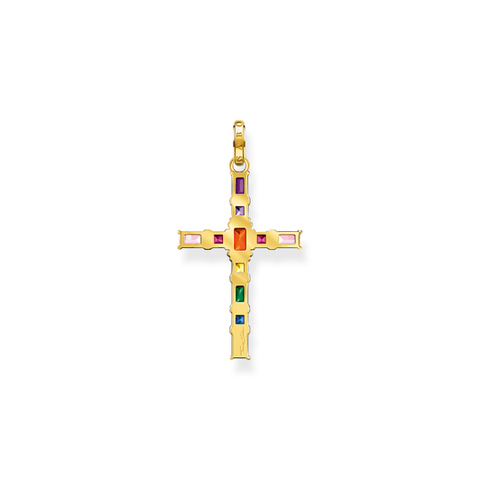Load image into Gallery viewer, Thomas Sabo Pendant Gold Tone Cross with Colourful Stones
