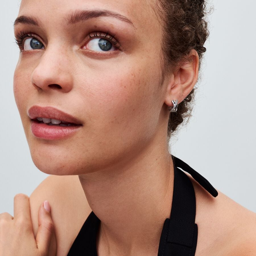 Pandora Crossover Pavé Hoop Earrings