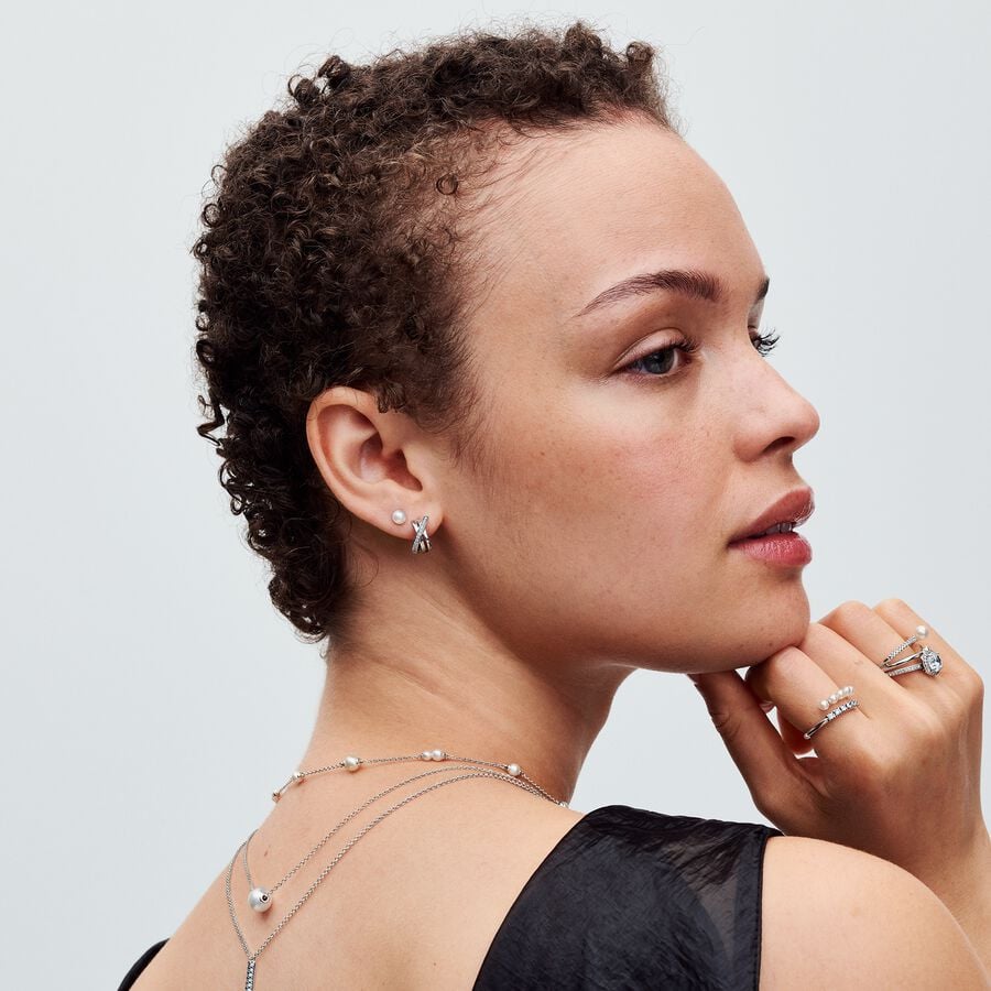 Pandora Crossover Pavé Hoop Earrings