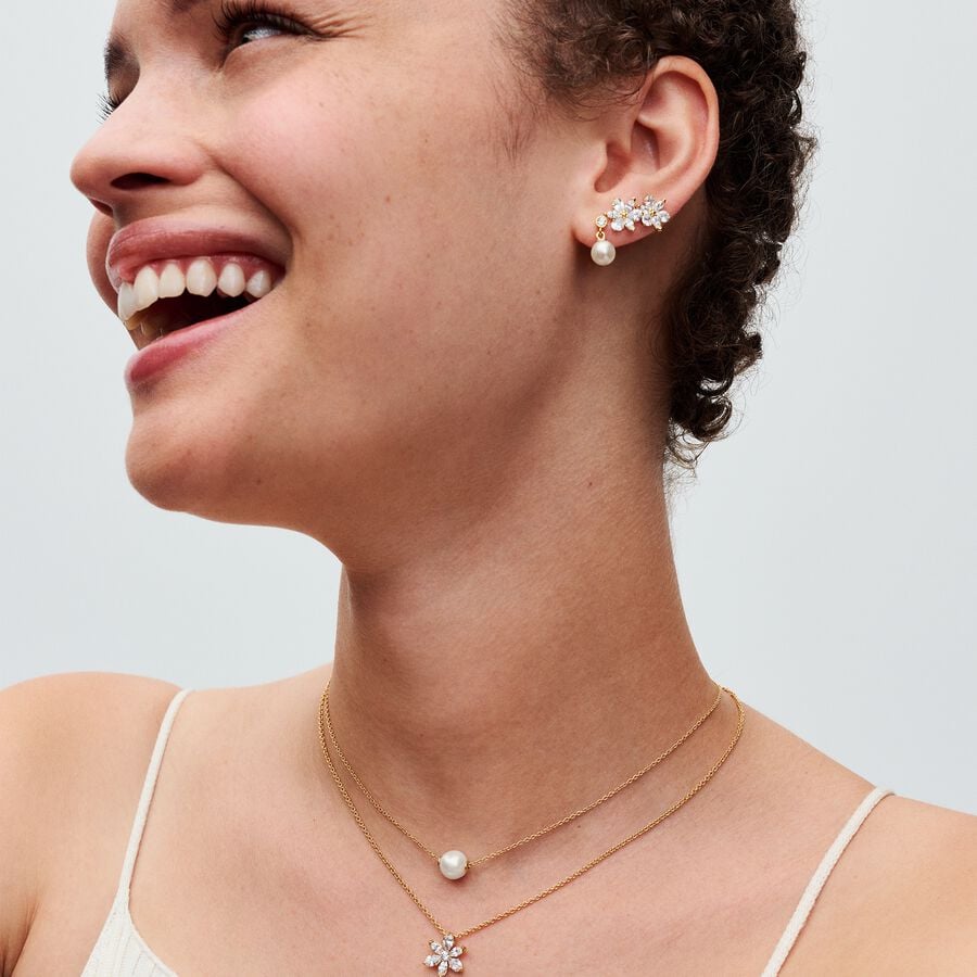 Pandora Treated Freshwater Cultured Pearl & Stone Drop Earrings