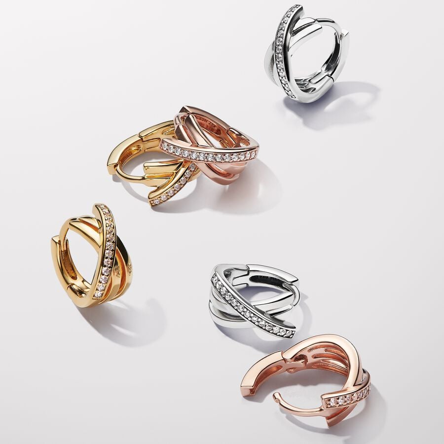 Pandora Crossover Pavé Hoop Earrings