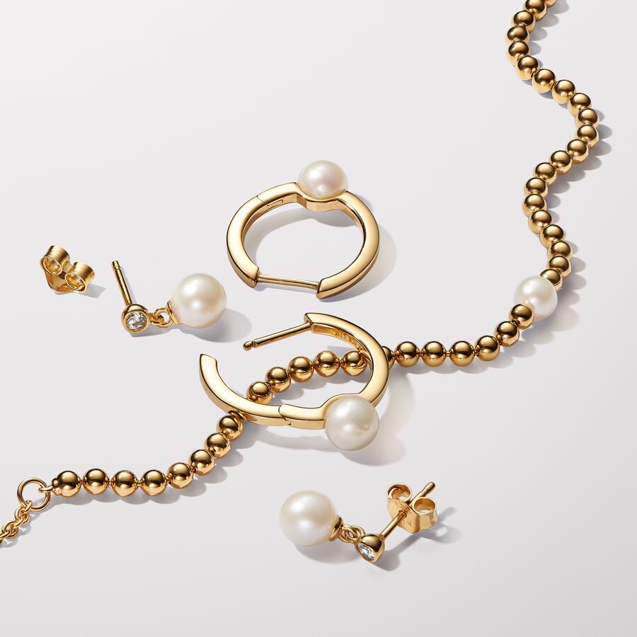 Pandora Treated Freshwater Cultured Pearl & Stone Drop Earrings