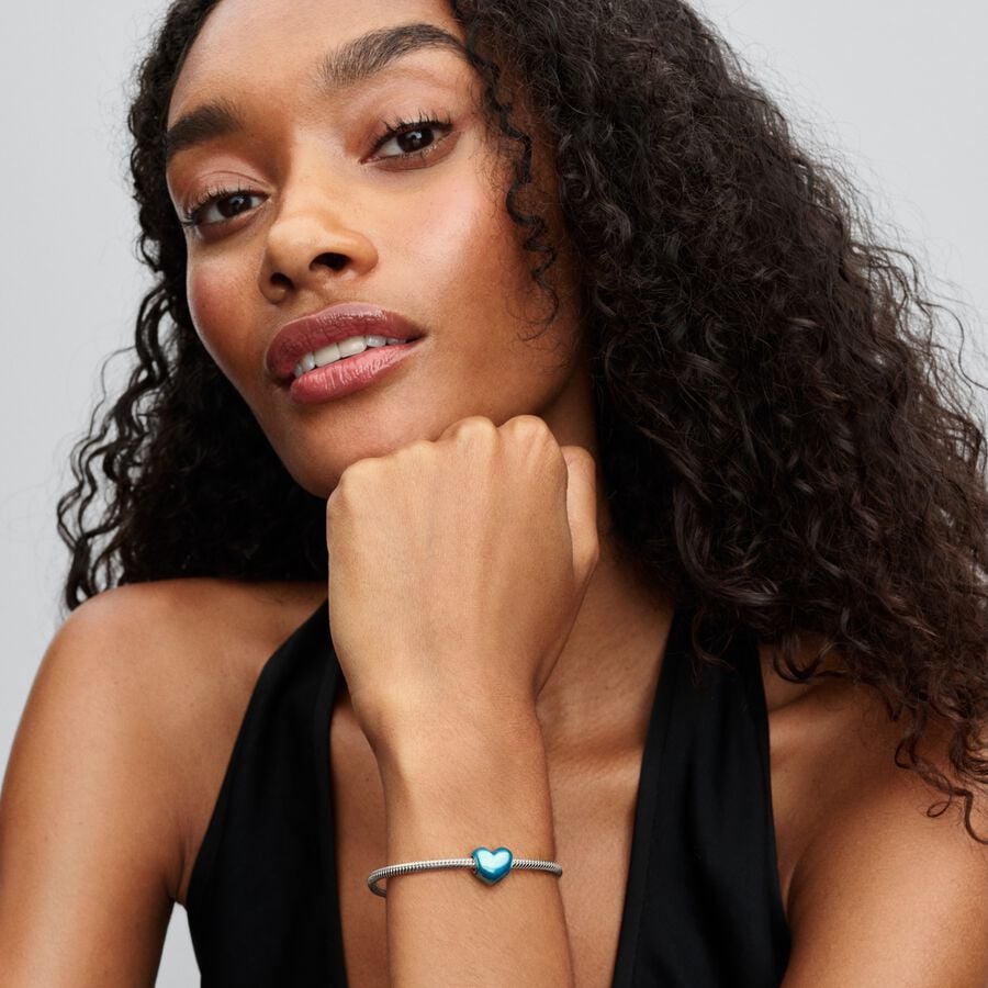 Pandora Metallic Sky Blue Heart Charm
