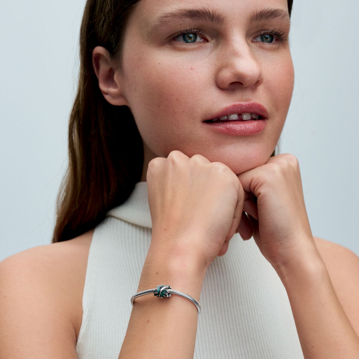 Pandora Green Monstera Leaves Charm