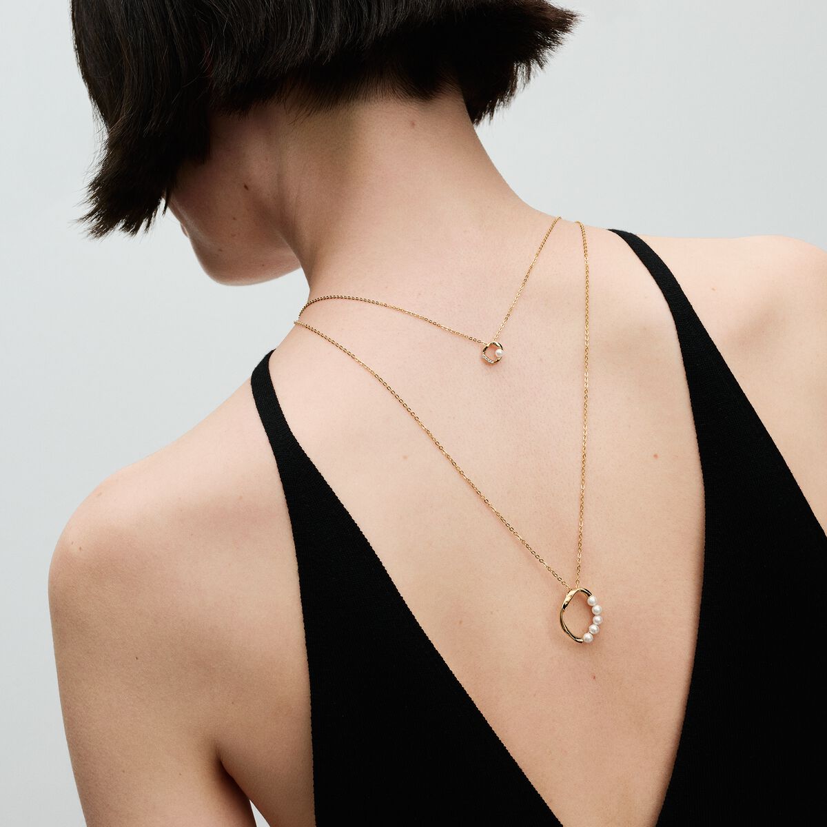 Pandora Essence Organically Shaped Pavé Circle & Treated Freshwater Cultured Pearl Collier Necklace