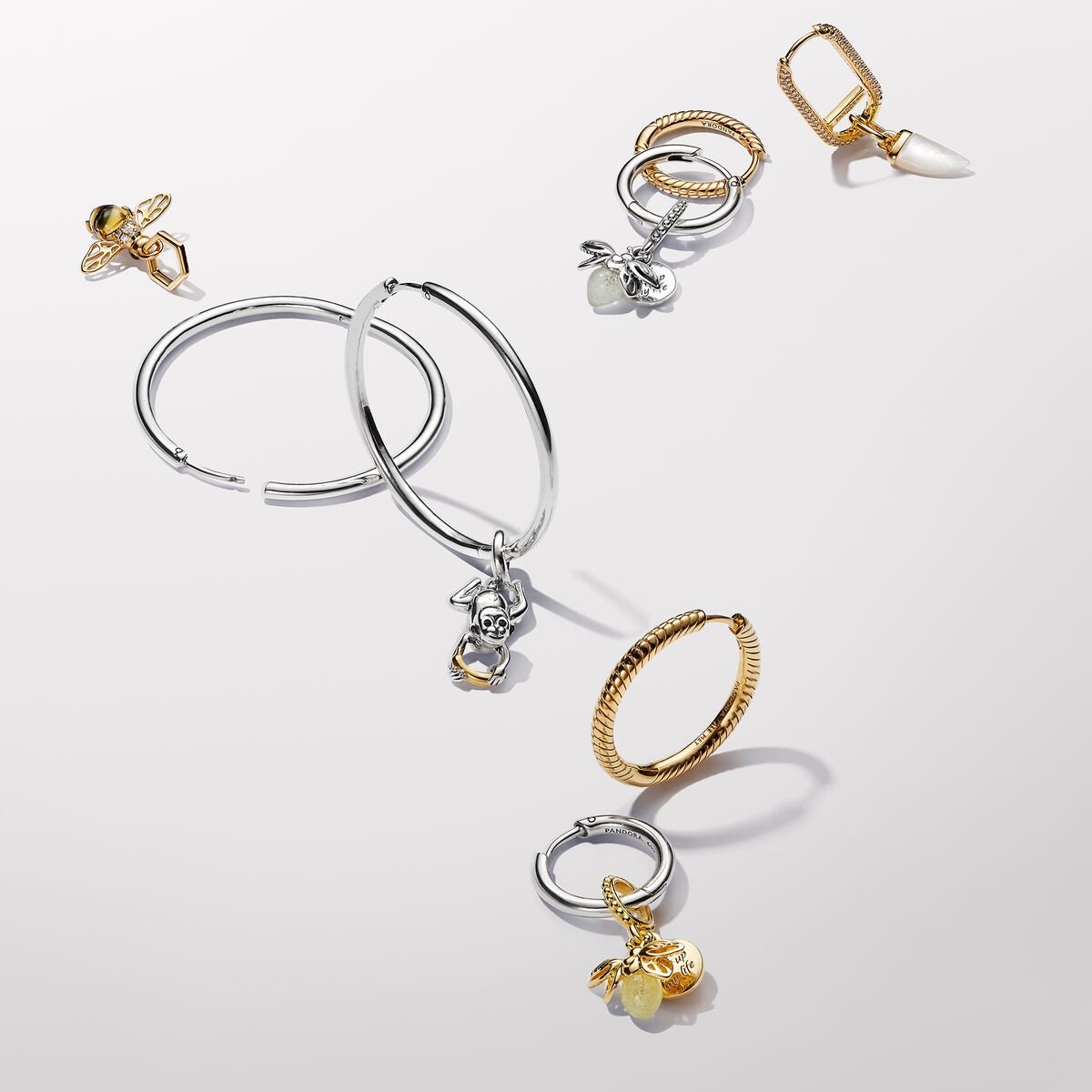 Pandora Two-tone Movable Monkey Dangle Charm