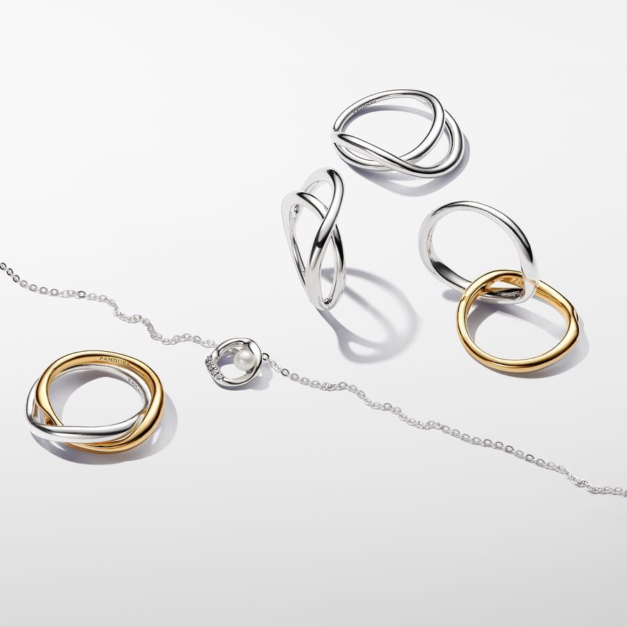 Pandora Essence Two-tone Entwined Bands Ring