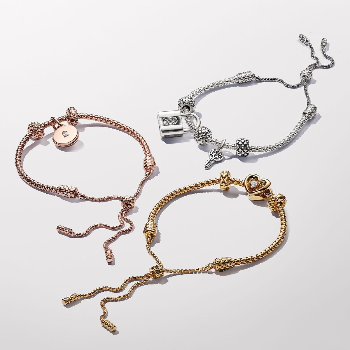 Pandora sliding bracelet rose gold shop