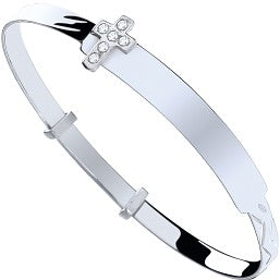 Coe & Co Sterling Silver Cross Baby Bangle