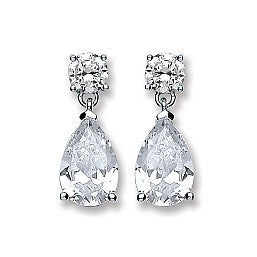 Coe & Co Sterling Silver Cz's Tear Drop Earrings