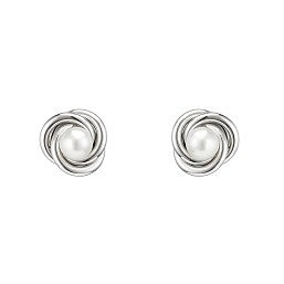 Coe & Co Sterling Silver Knot with Pearl Stud