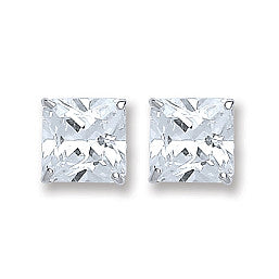 Coe & Co Sterling Silver Princess Cut Cz 6mm Studs