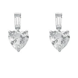 Coe & Co Sterling Silver Cz Heart Drop Stud Earrings