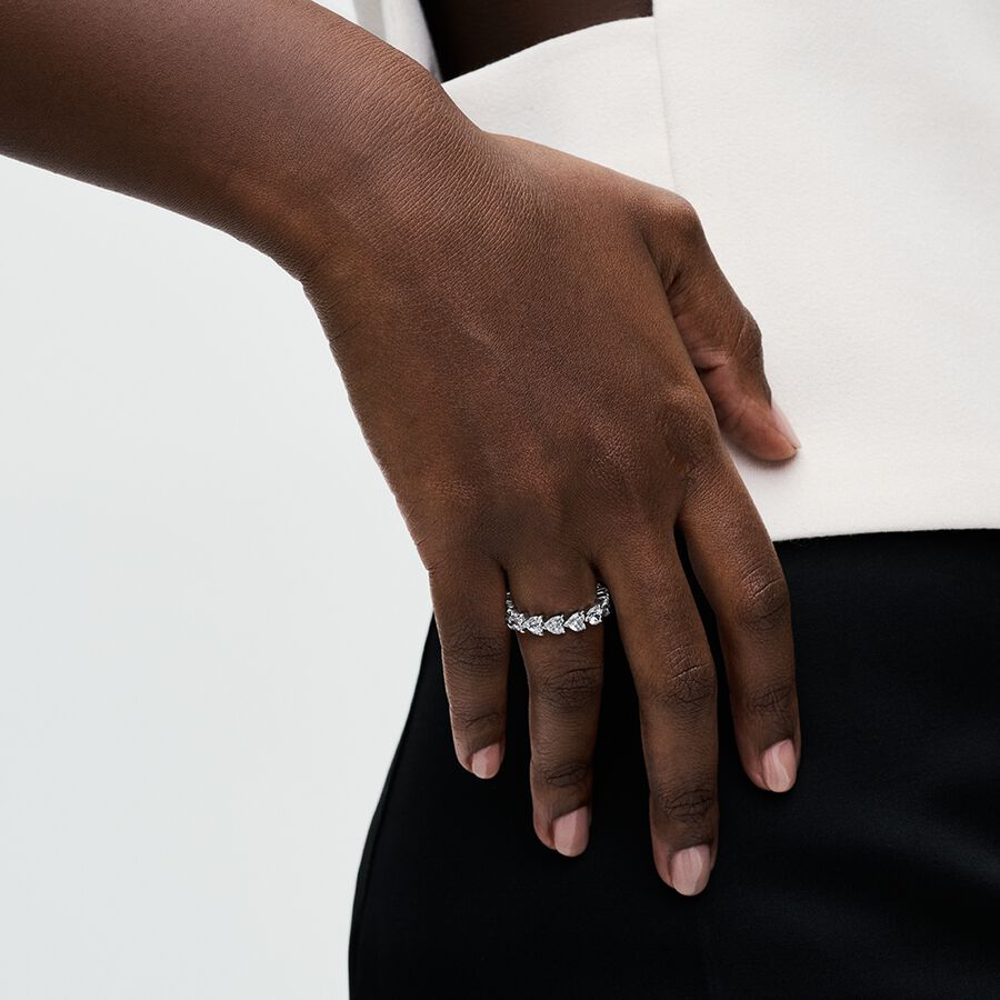 Pandora Row of Hearts Eternity Ring