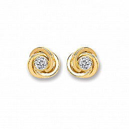 Coe & Co 9ct Gold Cz Knot Studs