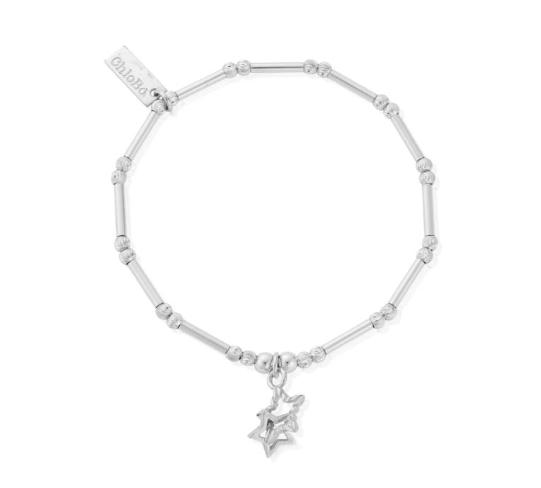 ChloBo Dainty Moon Cut Sparkle Interlocking Star Bracelet
