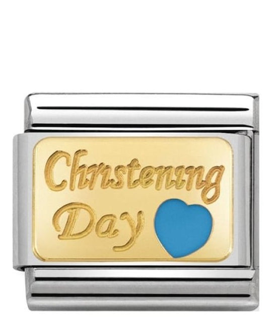 Nomination Classic Gold & Light Blue Christening Day Charm