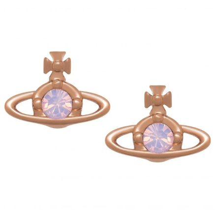 Vivienne Westwood Nano Solitaire Earrings Rose Gold Vitrail Light Crystal