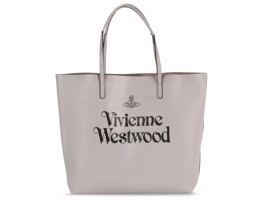 Vivienne Westwood Grey/Black Studio Leather Shopper Bag