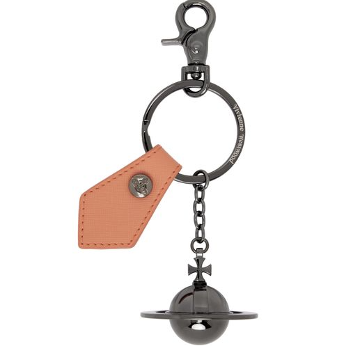 Vivienne Westwood Saffiano 3D Orb Gunmetal Orange Keyring