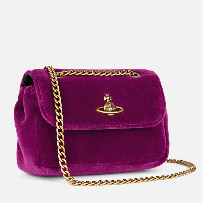 Vivienne Westwood Small Chain Purse Purple Velvet