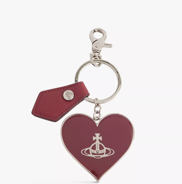 Vivienne Westwood Mirror Heart Orb Keyring Burgundy