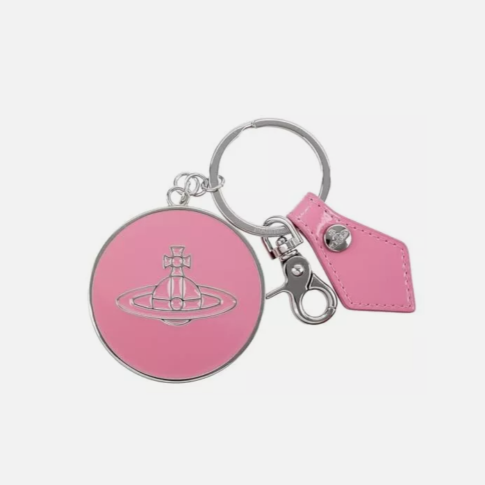 Vivienne Westwood Thin Line Orb Mirror Keyring Patent Pink