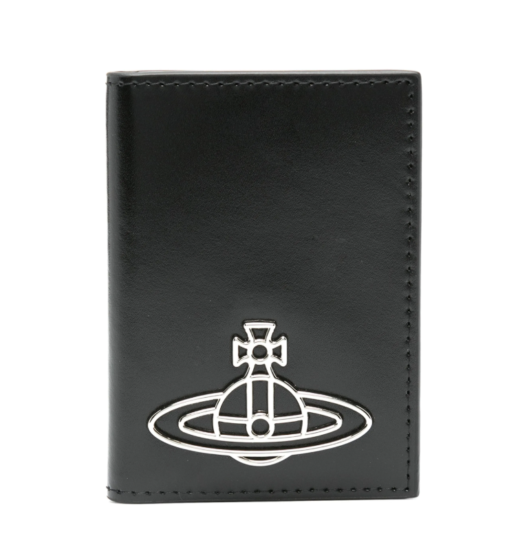 Vivienne Westwood Small Vertical Wallet Black Silky Leather