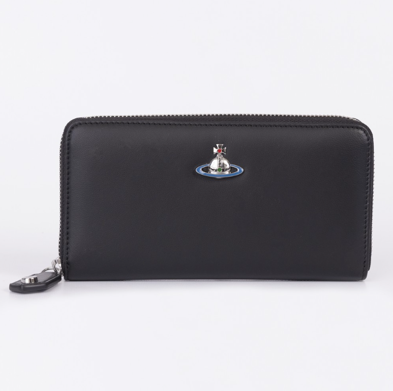 Vivienne Westwood Classic Zip Round Wallet Black Nappa Leather