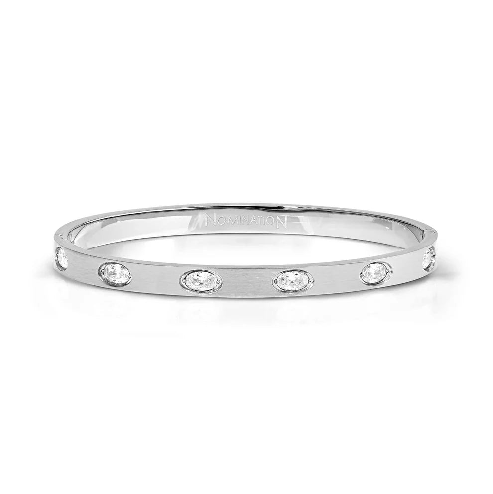 Nomination Pretty Bangles Stainless Steel Cubic Zirconia Ovals Hinged Bangle