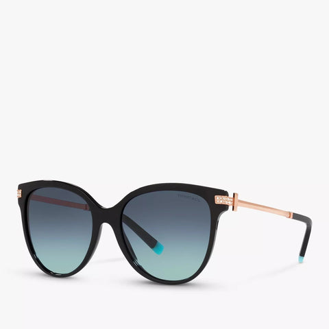 Tiffany & Co Women's Oval Sunglasses Black/Blue Gradient