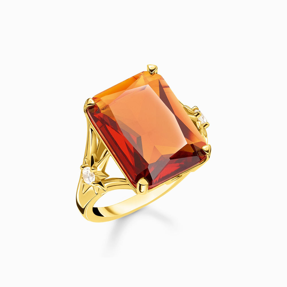 Thomas Sabo Large Orange Stone and Stars Ring