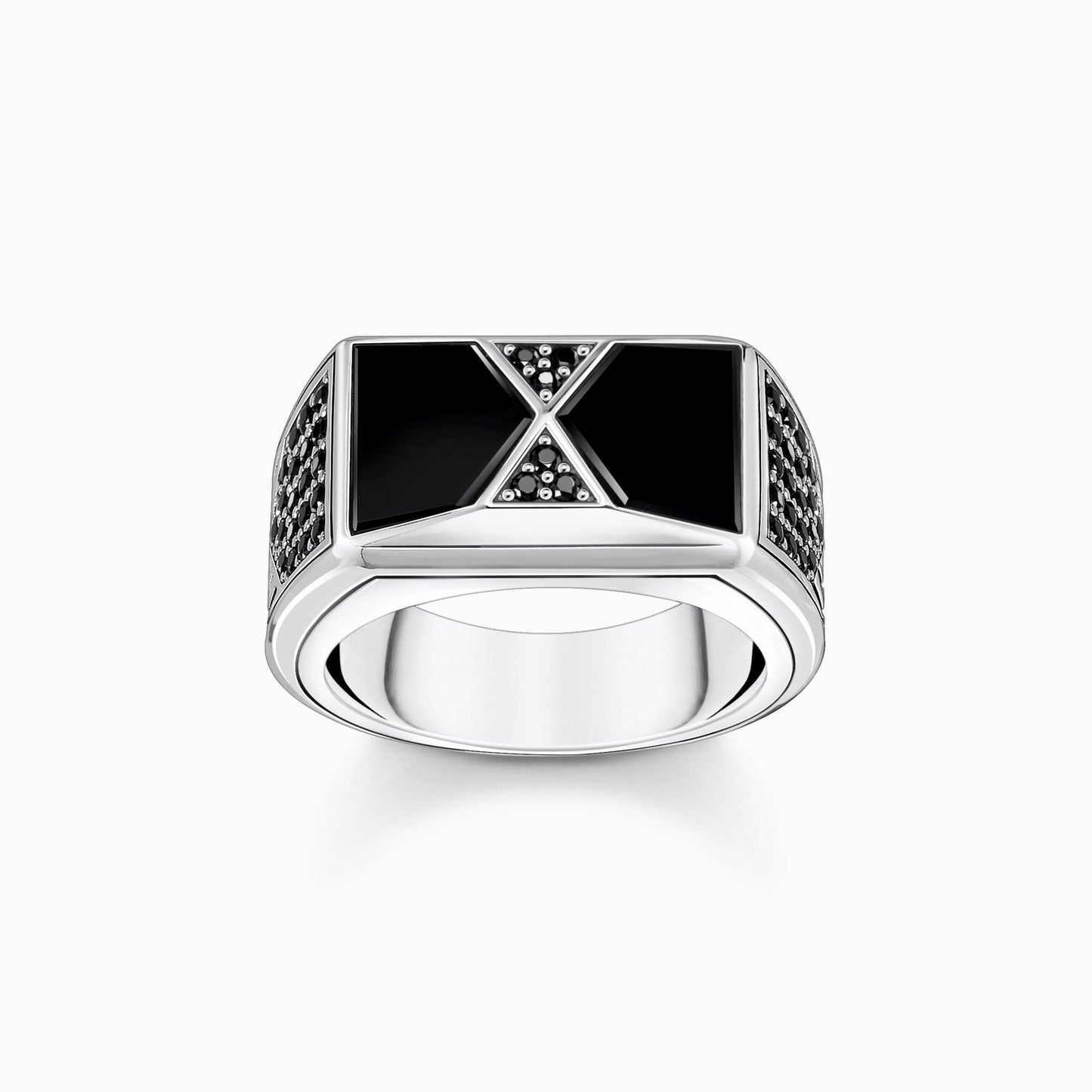 Thomas Sabo Ring with black onyx and black stones silver