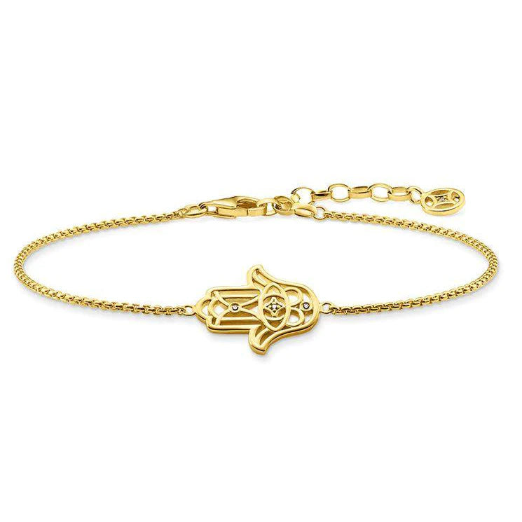 Thomas Sabo Gold Plated & Diamond Hand Of Fatima Bracelet